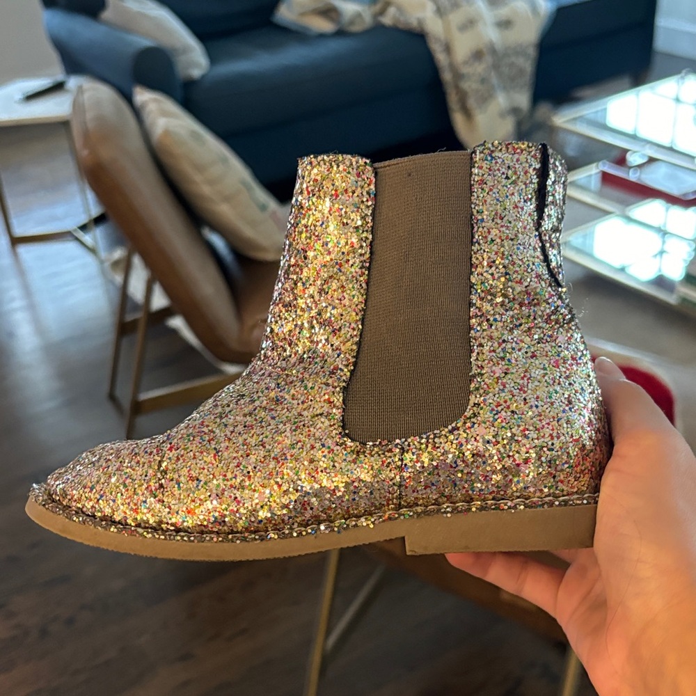 Crewcuts Glittery Gold Kids Dress Shoes - Picture 2 of 4